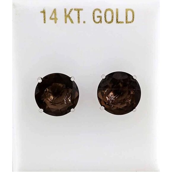 Genuine 8.36 Cts Smoky Topaz Earrings 14k White Gold